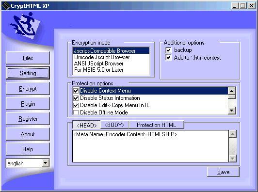 Screenshot of CryptHtml XP