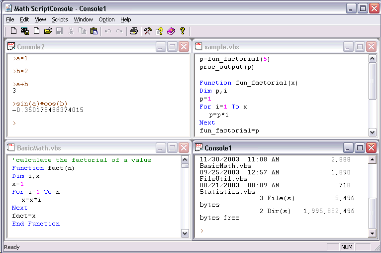 Console scripts. Function fun вид программы. Windows 98 calculator. .VBS Commands.
